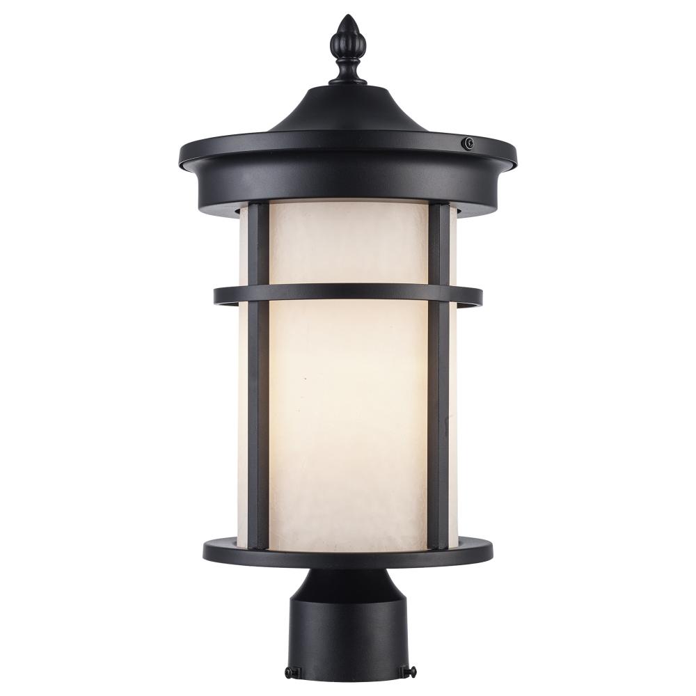 1LT POST LANTERN-MD-CRACKLED W